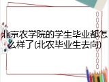 北京农学院的学生毕业都怎么样了(北农毕业生去向)