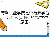 菏泽职业学院是否有双学位，为什么(菏泽职院双学位原因)