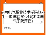 湖南电气职业技术学院毕业生一般年薪多少钱(湖南电气职院薪资)