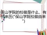 保山学院的校徽是什么，有何来历("保山学院校徽由来")