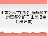 山东艺术学院招生编码多少，隶属哪个部门(山艺招生代码归属)