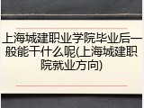 上海城建职业学院毕业后一般能干什么呢(上海城建职院就业方向)