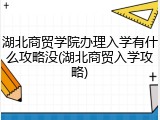 湖北商贸学院办理入学有什么攻略没(湖北商贸入学攻略)