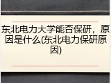 东北电力大学能否保研，原因是什么(东北电力保研原因)