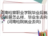 河南检察职业学院毕业后就业前景怎么样，毕业生去向(河南检院就业去向)