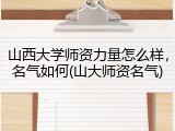 山西大学师资力量怎么样，名气如何(山大师资名气)