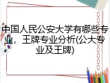 中国人民公安大学有哪些专业，王牌专业分析(公大专业及王牌)