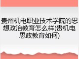 贵州机电职业技术学院的思想政治教育怎么样(贵机电思政教育如何)