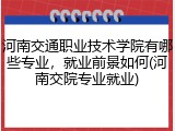 河南交通职业技术学院有哪些专业，就业前景如何(河南交院专业就业)