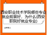 西安职业技术学院哪些专业就业前景好，为什么(西安职院好就业专业)