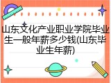 山东文化产业职业学院毕业生一般年薪多少钱(山东毕业生年薪)