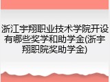 浙江宇翔职业技术学院开设有哪些奖学和助学金(浙宇翔职院奖助学金)