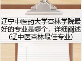辽宁中医药大学杏林学院最好的专业是哪个，详细阐述(辽中医杏林最佳专业)