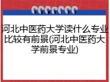 河北中医药大学读什么专业比较有前景(河北中医药大学前景专业)