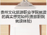 贵州文化旅游职业学院就读的真实感觉如何(贵旅职院就读体验)