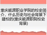 重庆能源职业学院的校史简介，什么历史与社会背景下建校的(重庆能源职院校史背景)