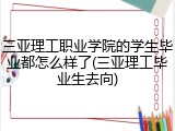 三亚理工职业学院的学生毕业都怎么样了(三亚理工毕业生去向)
