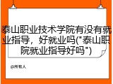 泰山职业技术学院有没有就业指导，好就业吗("泰山职院就业指导好吗")