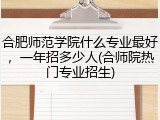 合肥师范学院什么专业最好，一年招多少人(合师院热门专业招生)