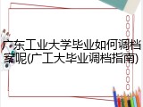 广东工业大学毕业如何调档案呢(广工大毕业调档指南)
