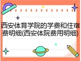 西安体育学院的学费和住宿费明细(西安体院费用明细)