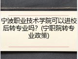宁波职业技术学院可以进校后转专业吗？(宁职院转专业政策)