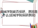 运城学院能否保研，原因是什么(运城学院保研原因)