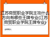 江苏商贸职业学院主攻什么方向有哪些王牌专业(江苏商贸职业学院王牌专业)
