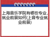 上海音乐学院有哪些专业，就业前景如何(上音专业就业前景)