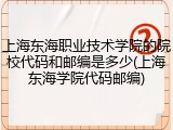 上海东海职业技术学院的院校代码和邮编是多少(上海东海学院代码邮编)