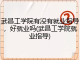 武昌工学院有没有就业指导，好就业吗(武昌工学院就业指导)