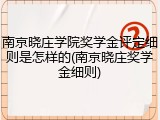 南京晓庄学院奖学金评定细则是怎样的(南京晓庄奖学金细则)