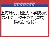 上海浦东职业技术学院校训是什么，校长介绍(浦东职院校训校长)