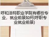 呼和浩特职业学院有哪些专业，就业前景如何(呼职专业就业前景)