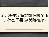 湖北美术学院地址在哪个市，什么区县(湖美院校址)