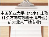 中国矿业大学（北京）主攻什么方向有哪些王牌专业(矿大北京王牌专业)