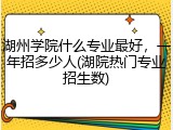 湖州学院什么专业最好，一年招多少人(湖院热门专业招生数)