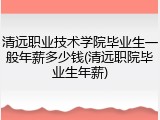 清远职业技术学院毕业生一般年薪多少钱(清远职院毕业生年薪)