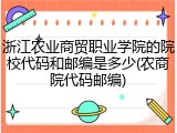 浙江农业商贸职业学院的院校代码和邮编是多少(农商院代码邮编)