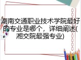 湖南交通职业技术学院最好的专业是哪个，详细阐述(湘交院最强专业)
