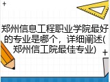 郑州信息工程职业学院最好的专业是哪个，详细阐述(郑州信工院最佳专业)