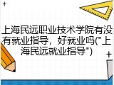 上海民远职业技术学院有没有就业指导，好就业吗("上海民远就业指导")
