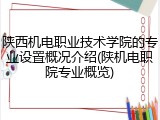 陕西机电职业技术学院的专业设置概况介绍(陕机电职院专业概览)