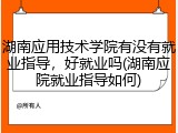 湖南应用技术学院有没有就业指导，好就业吗(湖南应院就业指导如何)