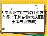 大庆职业学院主攻什么方向有哪些王牌专业(大庆职院王牌专业方向)