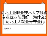 河北工业职业技术大学哪些专业就业前景好，为什么(河北工大就业好专业)