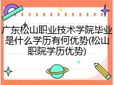 广东松山职业技术学院毕业是什么学历有何优势(松山职院学历优势)
