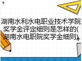 湖南水利水电职业技术学院奖学金评定细则是怎样的(湖南水电职院奖学金细则)