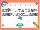 武汉理工大学含金量量吗，值得报吗(武汉理工值得报吗)
