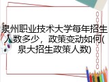 泉州职业技术大学每年招生人数多少，政策变动如何(泉大招生政策人数)